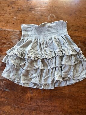 Surf Gypsy Smocked Waist Tiered Ruffle Mini Skirt